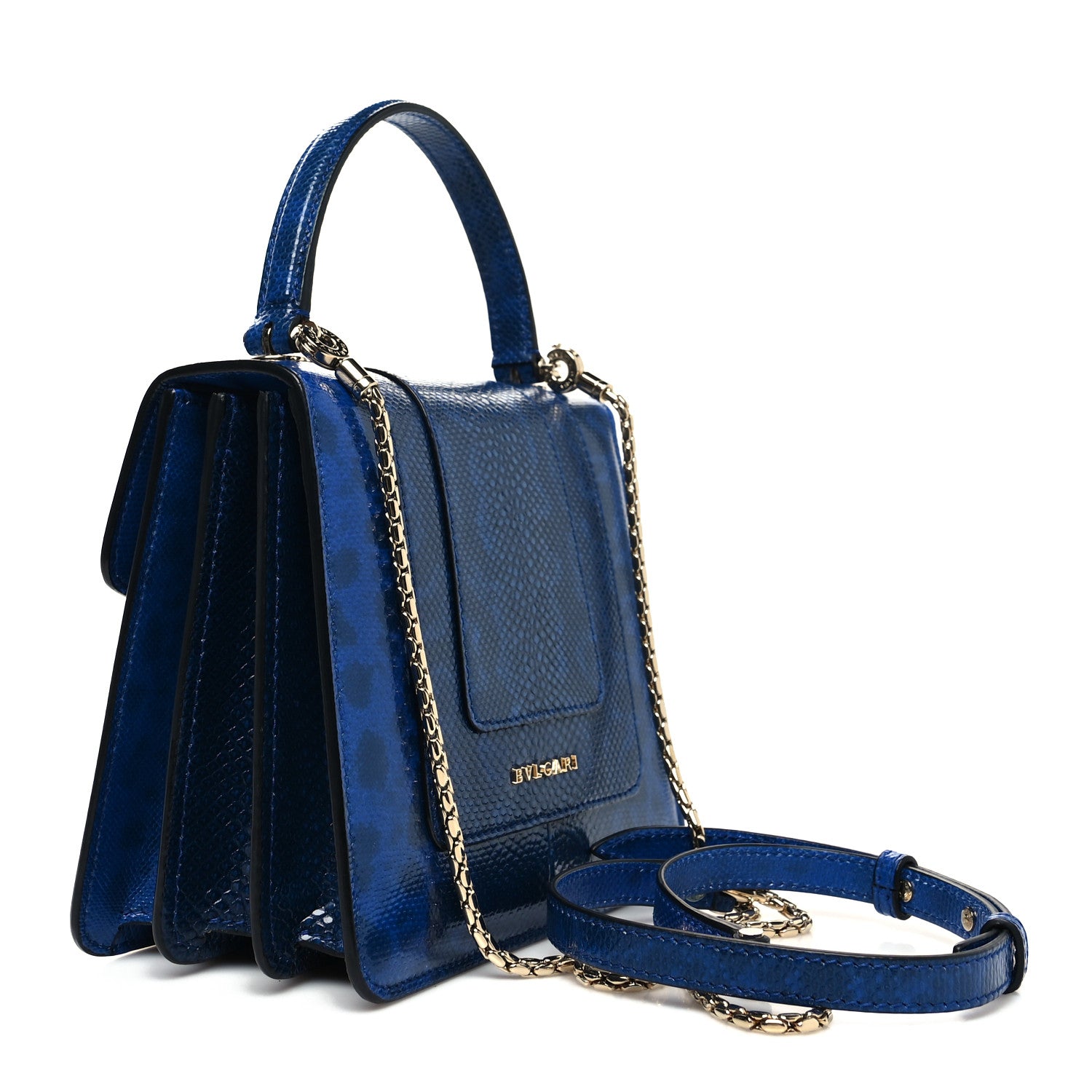 Bulgari Shiny Karung Serpenti Forever Top Handle Dark Blue 4 of 10