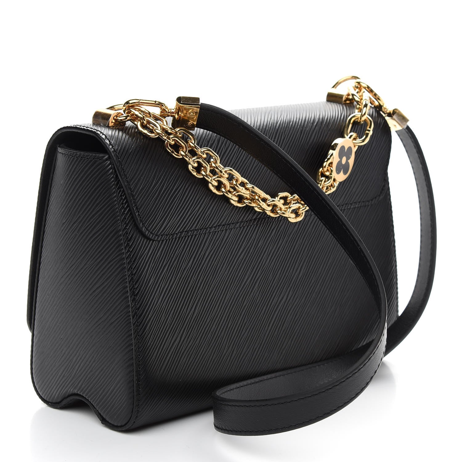 Louis Vuitton Epi Twist Monogram Flower Chain Shoulder Bag MM Black 3 of 8