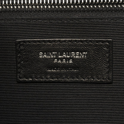 Saint Laurent Grain De Poudre Textured Mixed Matelasse Large Triquilt Monogram Satchel Black 6 of 10