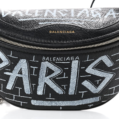 Balenciaga Agneau Arena Graffiti All Over XXS Souvenir Belt Bag Black White 9 of 9