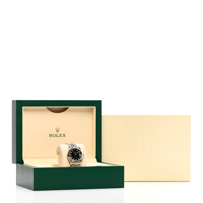 Rolex Stainless Steel 18K Everose Gold Diamond 31mm Oyster Perpetual Datejust Watch Black 178271 5 of 5