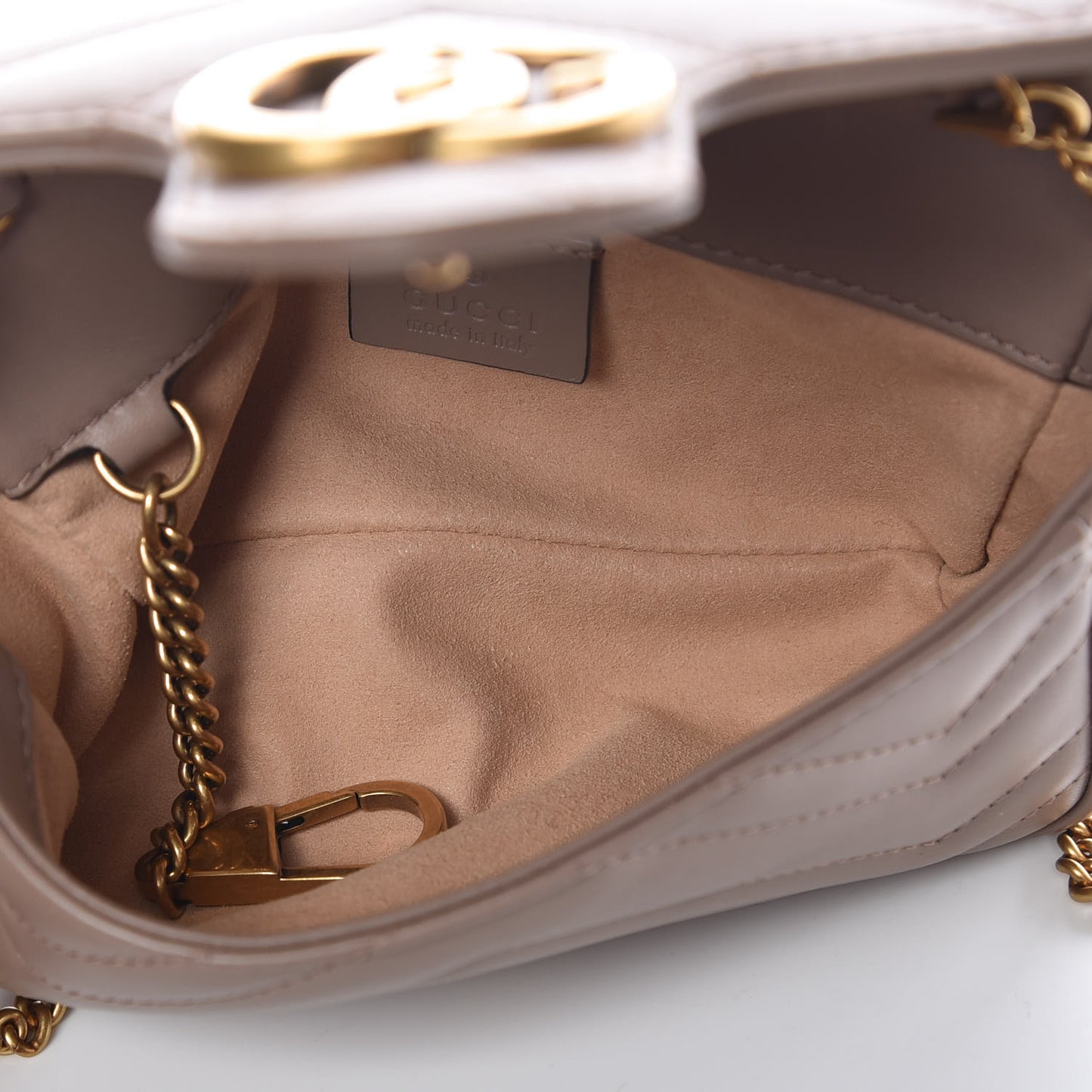 Calfskin Matelasse Super Mini GG Marmont Shoulder Bag Porcelain Rose