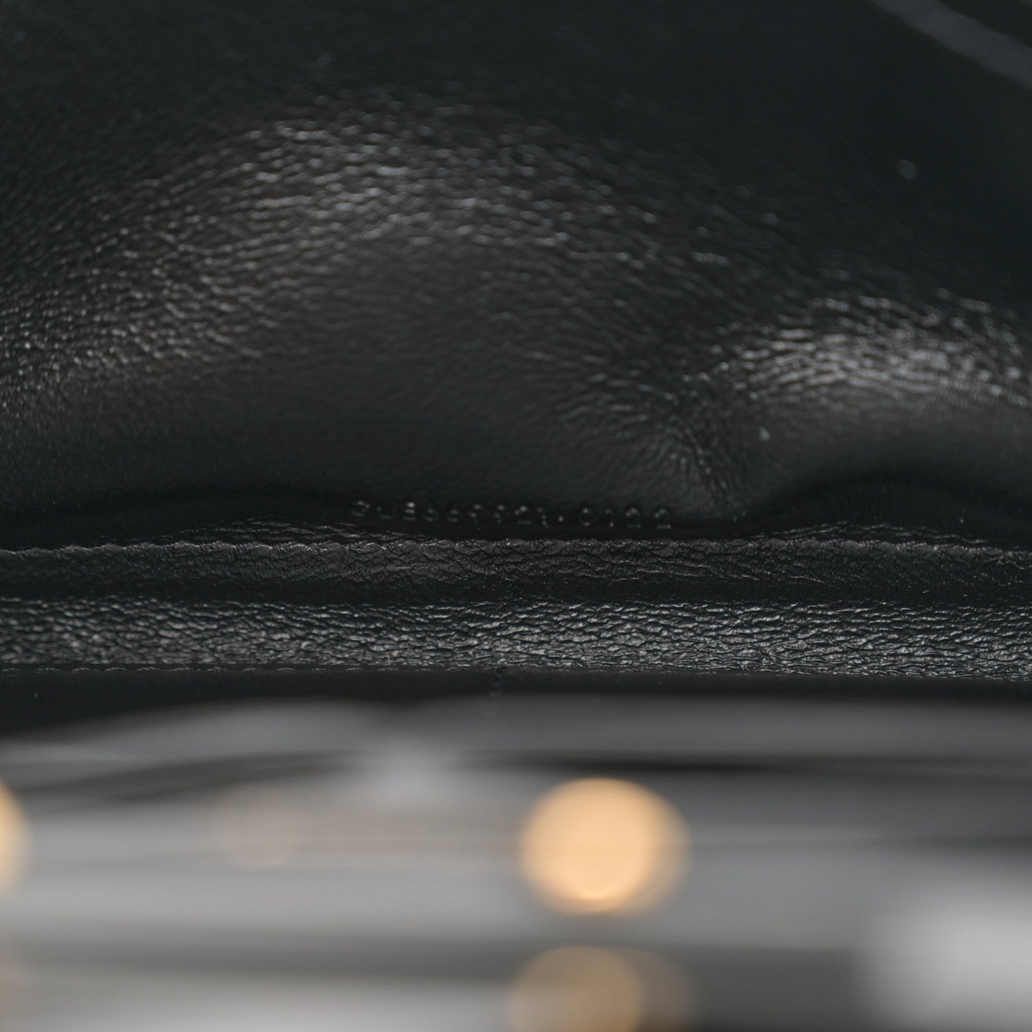 Saint Laurent Calfskin Crocodile Embossed Monogram Chain Wallet Black 7 of 12
