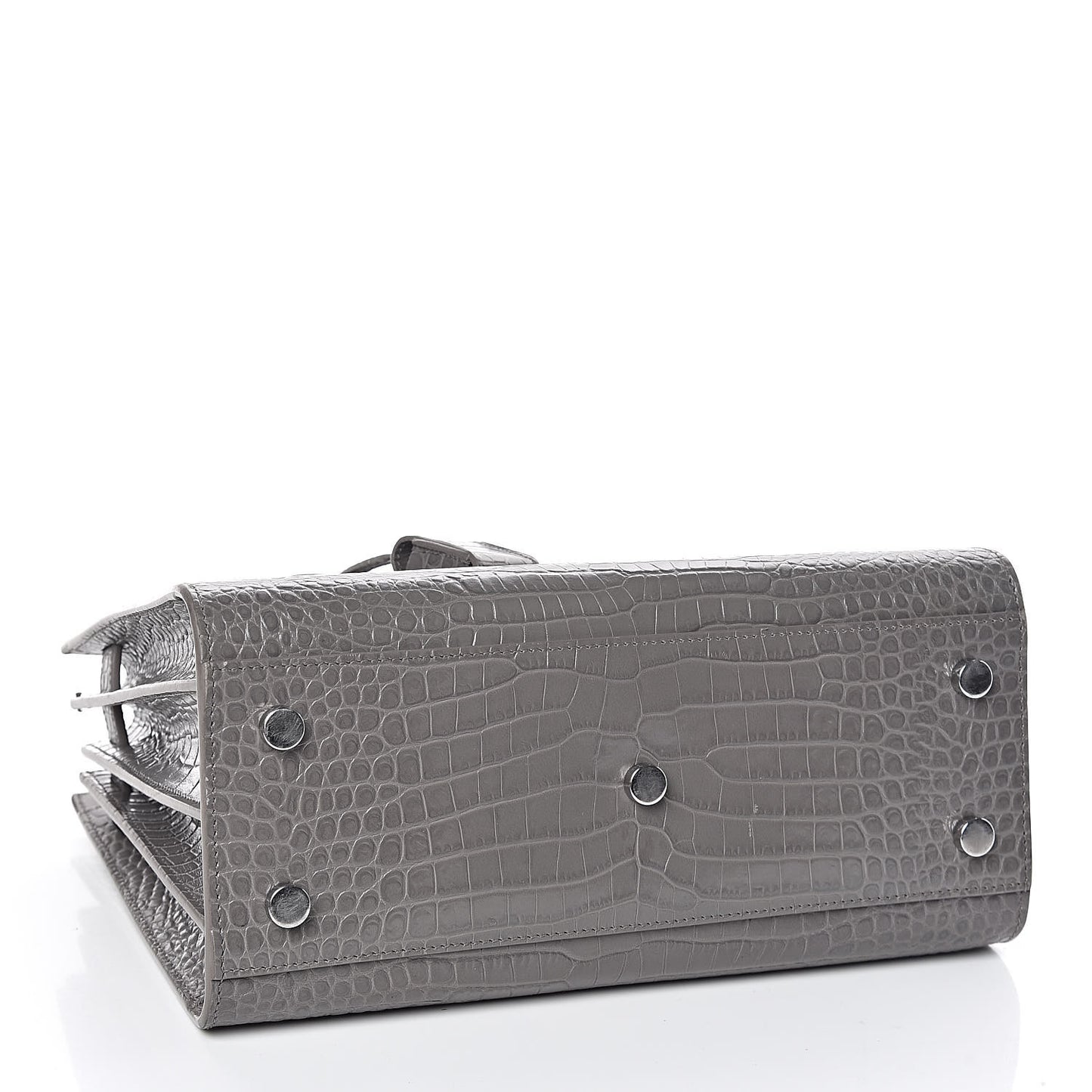 Calfskin Crocodile Embossed Baby Sac De Jour Fog