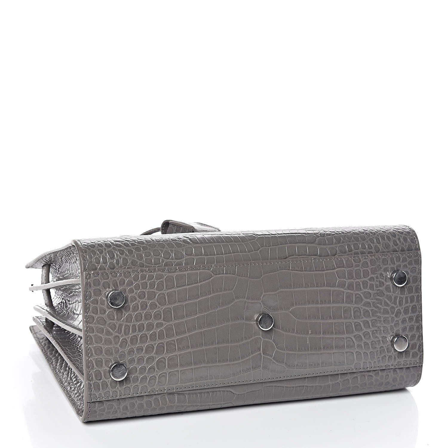 Saint Laurent Calfskin Crocodile Embossed Baby Sac De Jour Fog 4 of 9
