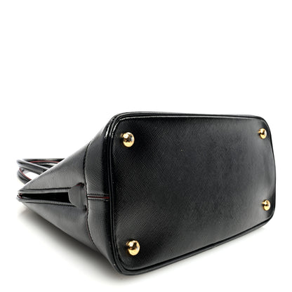 Prada Saffiano Vernice Small Promenade Tote Black Rosso 4 of 13