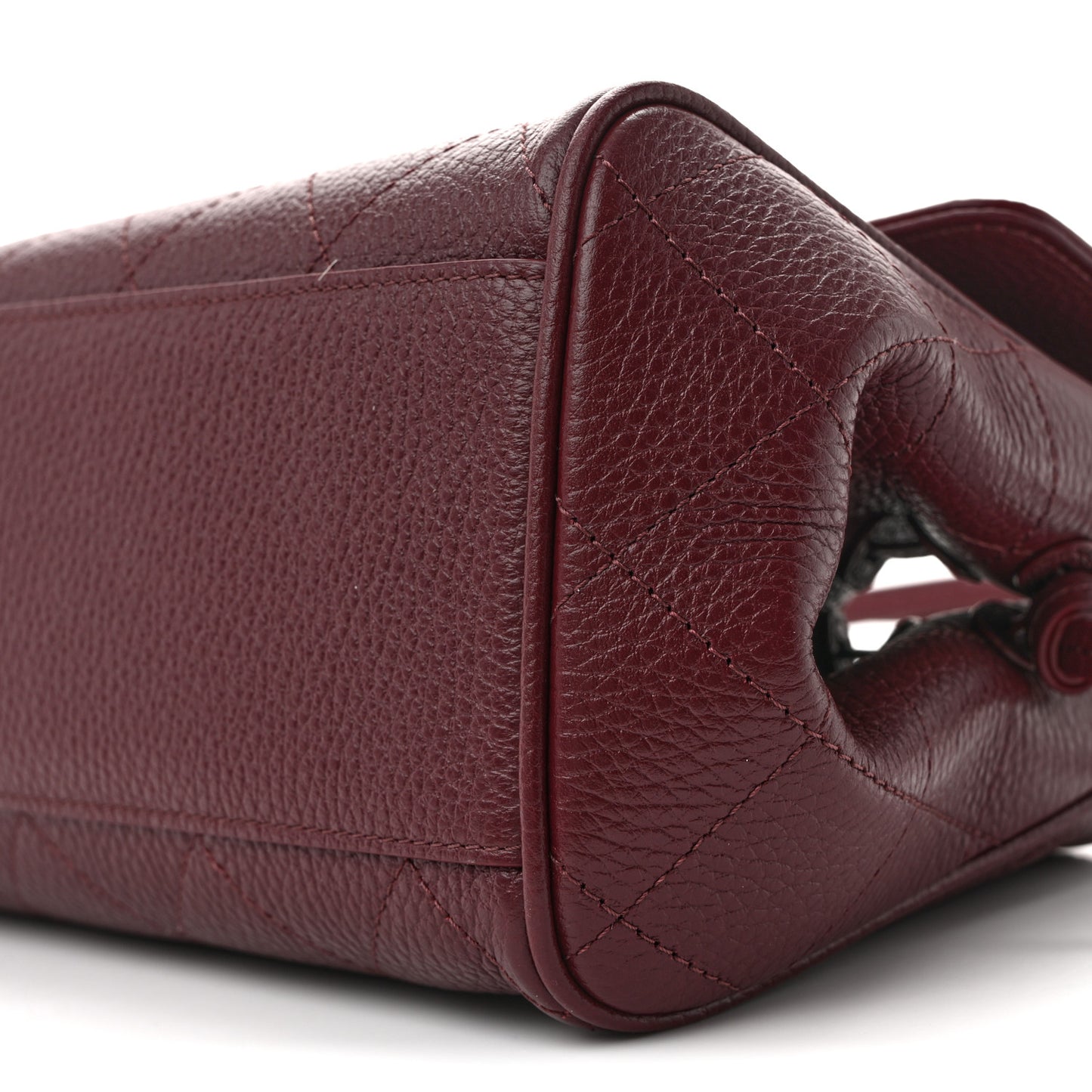 Grained Calfskin Stitched Urban Essentials Small Shopping Bag Burgundy