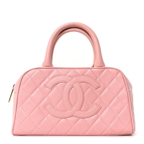 Caviar Quilted Small Bowler Pink