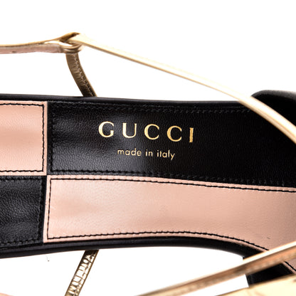 Gucci Nappa Metallic Bow Daphne High Heel Sandals 38.5 Black Platino 7 of 7