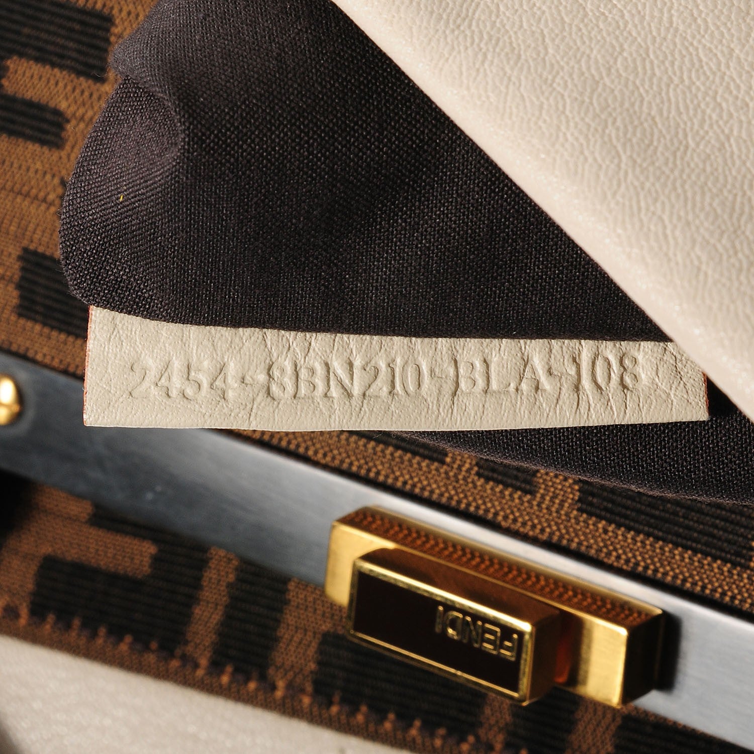 Fendi Goatskin Zucca Large Peekaboo Iconic Satchel Latte Tobacco Moro 7 of 9