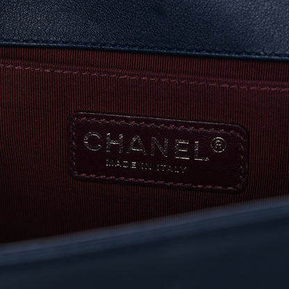 Chanel Velvet Tweed Quilted Medium Boy Flap Dark Navy Blue 5 of 17