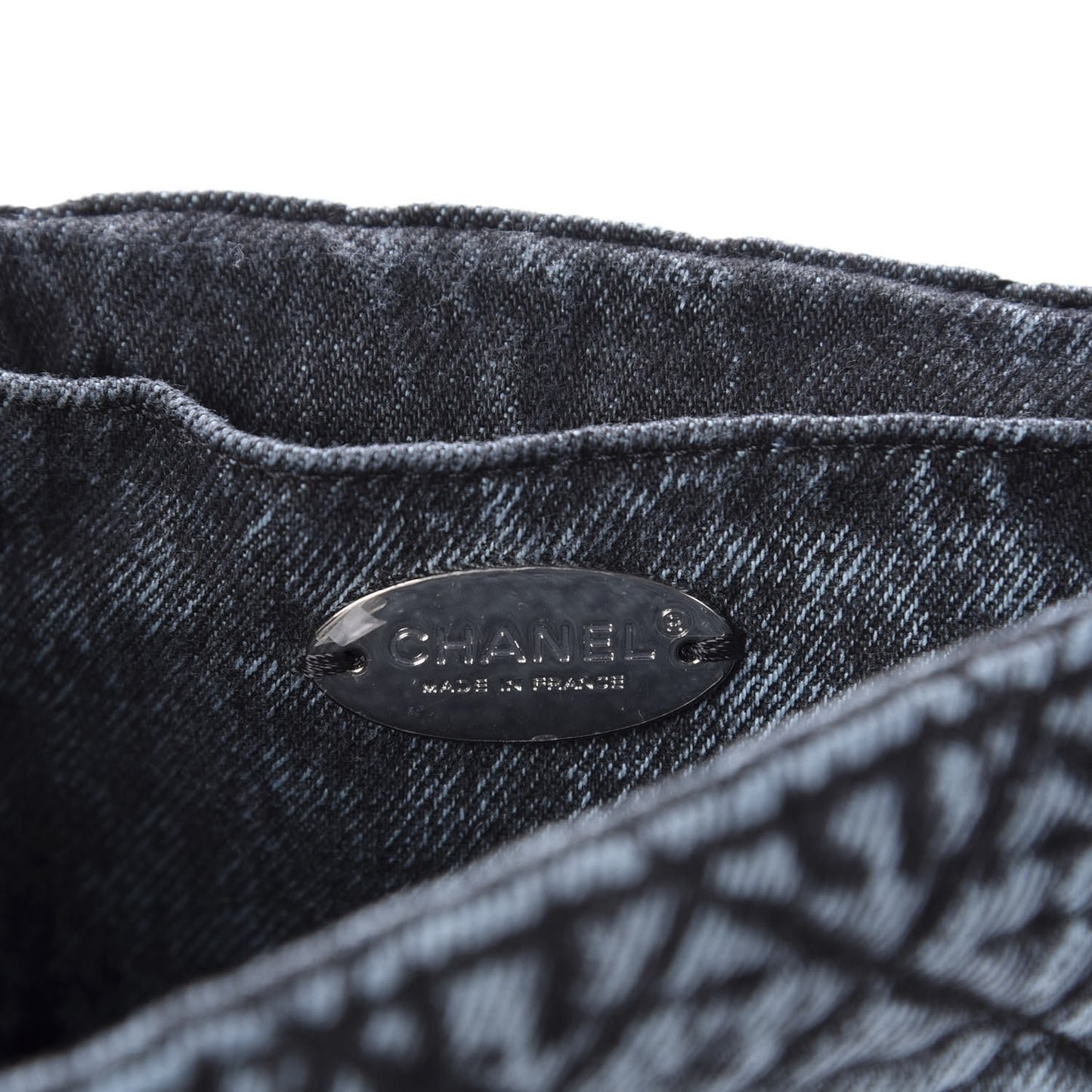 Washed Denim Quilted Small Denimpression Flap Blue Black
