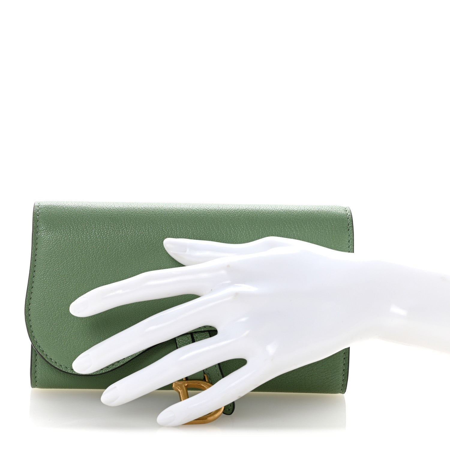 Christian Dior Goatskin Saddle Long Wallet Queen Mint 2 of 8