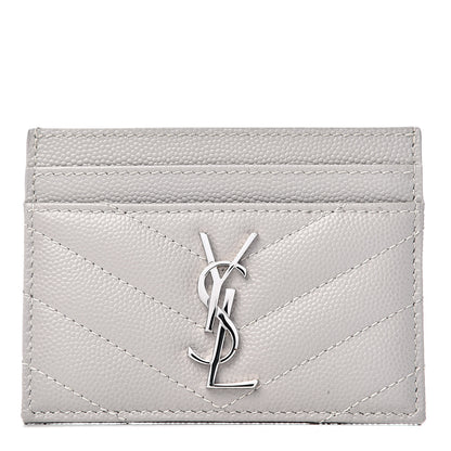 Saint Laurent Grain De Poudre Matelasse Chevron Card Case Granite 1 of 8
