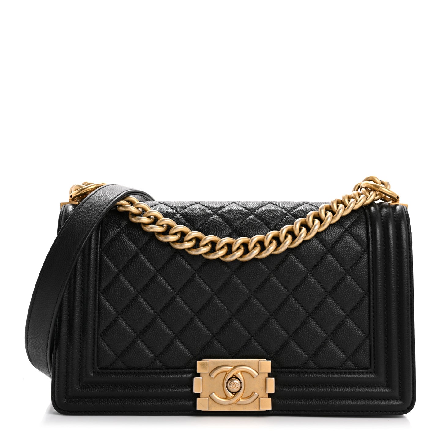 Caviar Quilted Medium Boy Flap Black