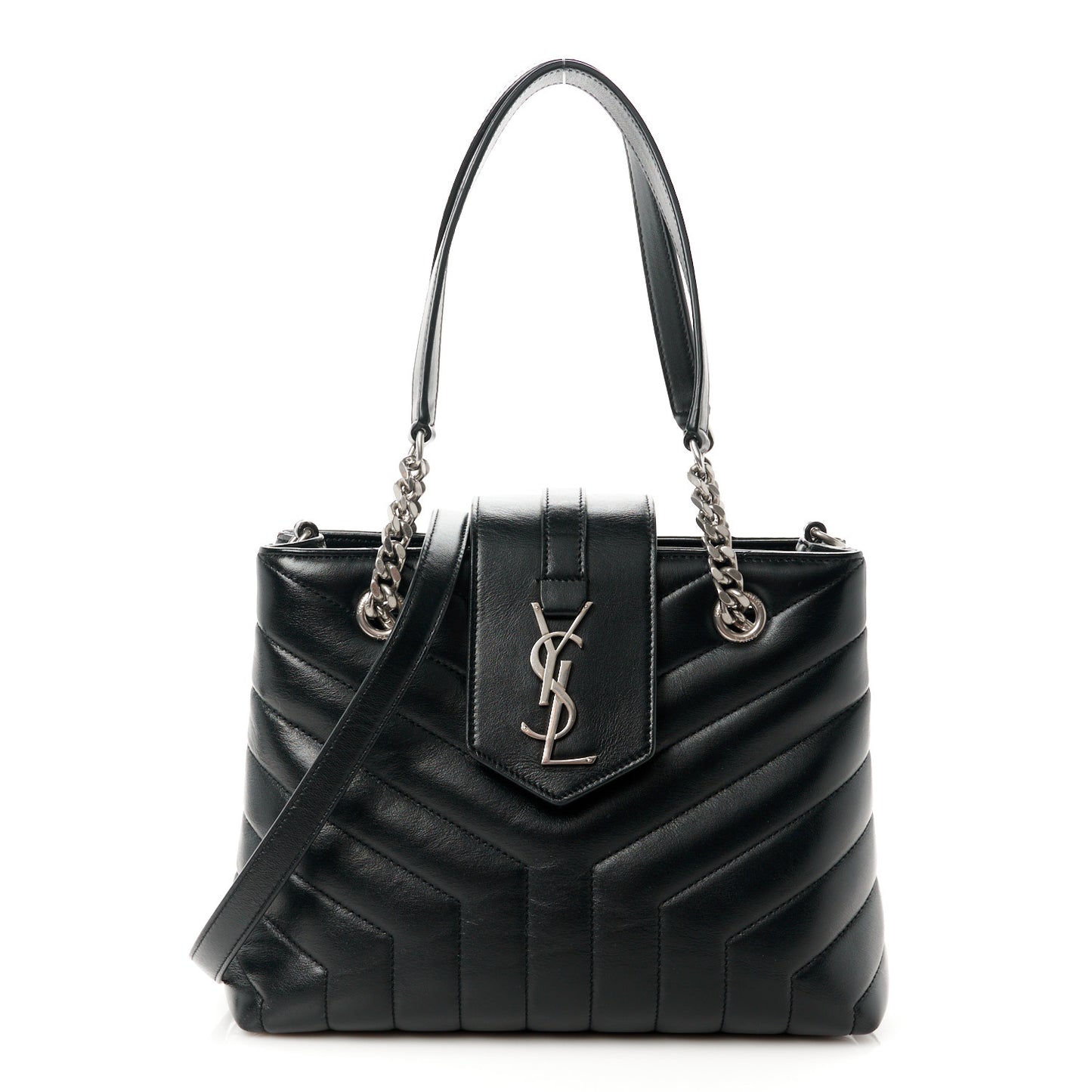 Calfskin Y Quilted Monogram Small Loulou Shopper Black