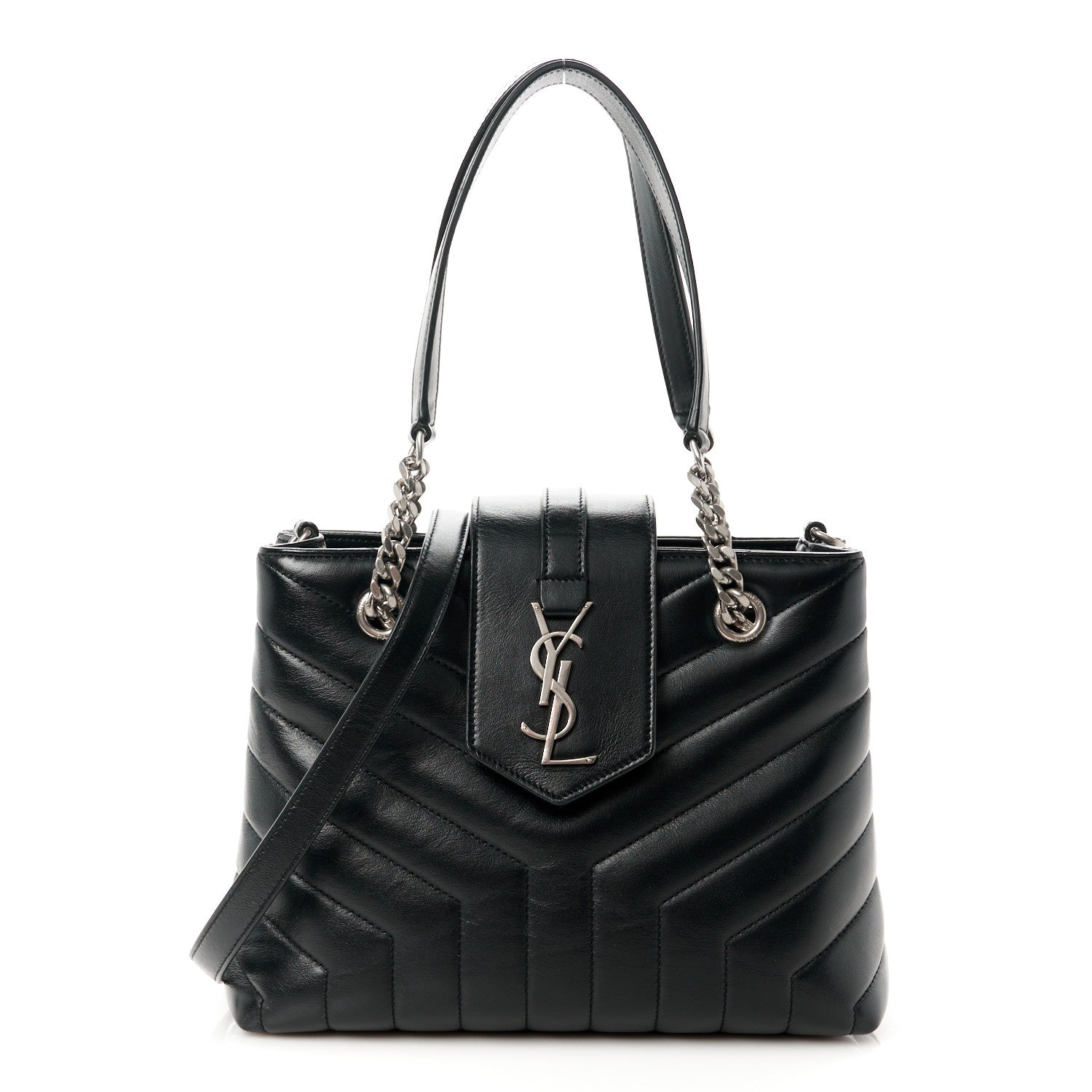 Saint Laurent Calfskin Y Quilted Monogram Small Loulou Shopper Black 1 of 10