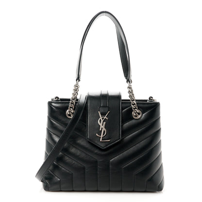 Saint Laurent Calfskin Y Quilted Monogram Small Loulou Shopper Black 1 of 10