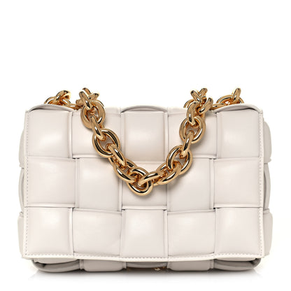 Bottega Veneta Lambskin Maxi Intreccio Padded Chain Cassette Crossbody Bag White 1 of 11
