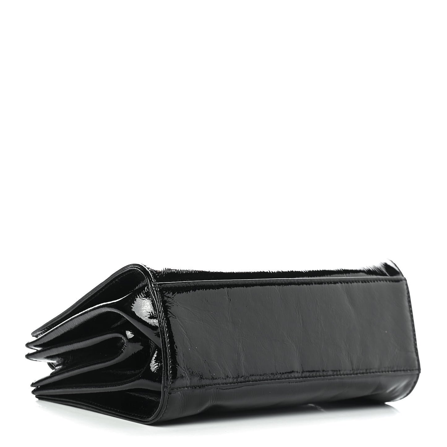 Patent Mademoiselle Lock Convertible Wrist Clutch Bag Black