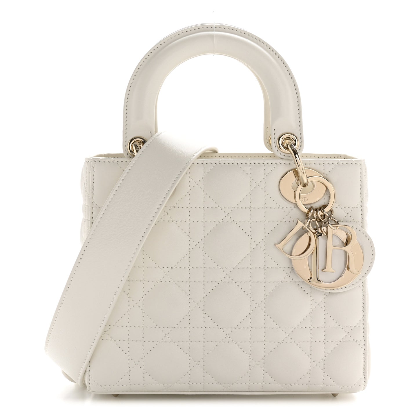 Lambskin Cannage Small Lady Dior White