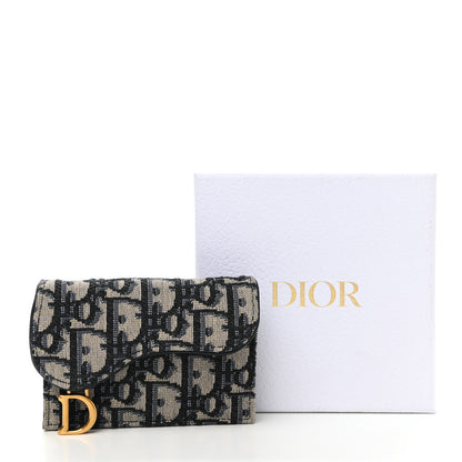 Christian Dior Oblique Saddle Card Holder Blue 8 of 8