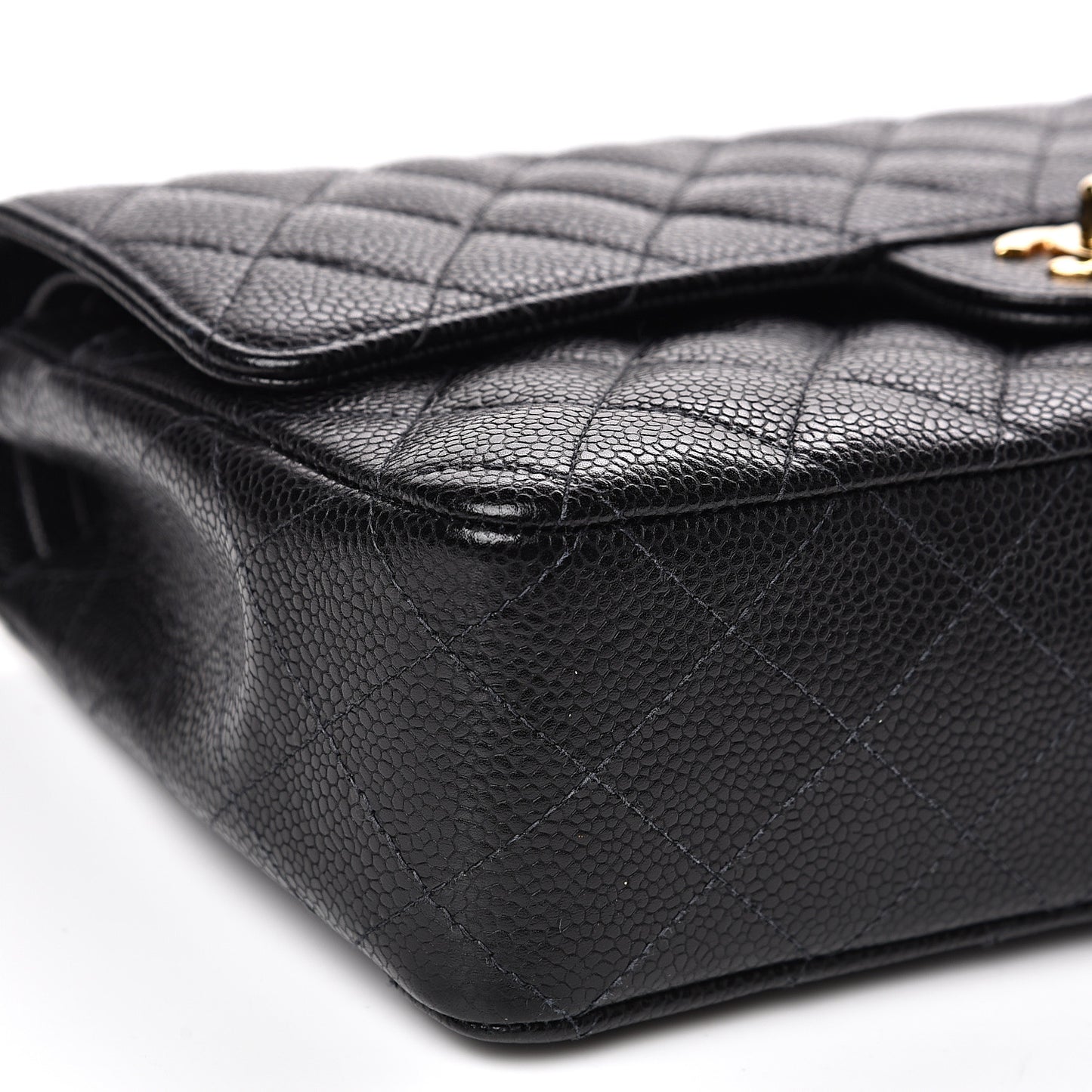 Caviar Quilted Medium Double Flap Black
