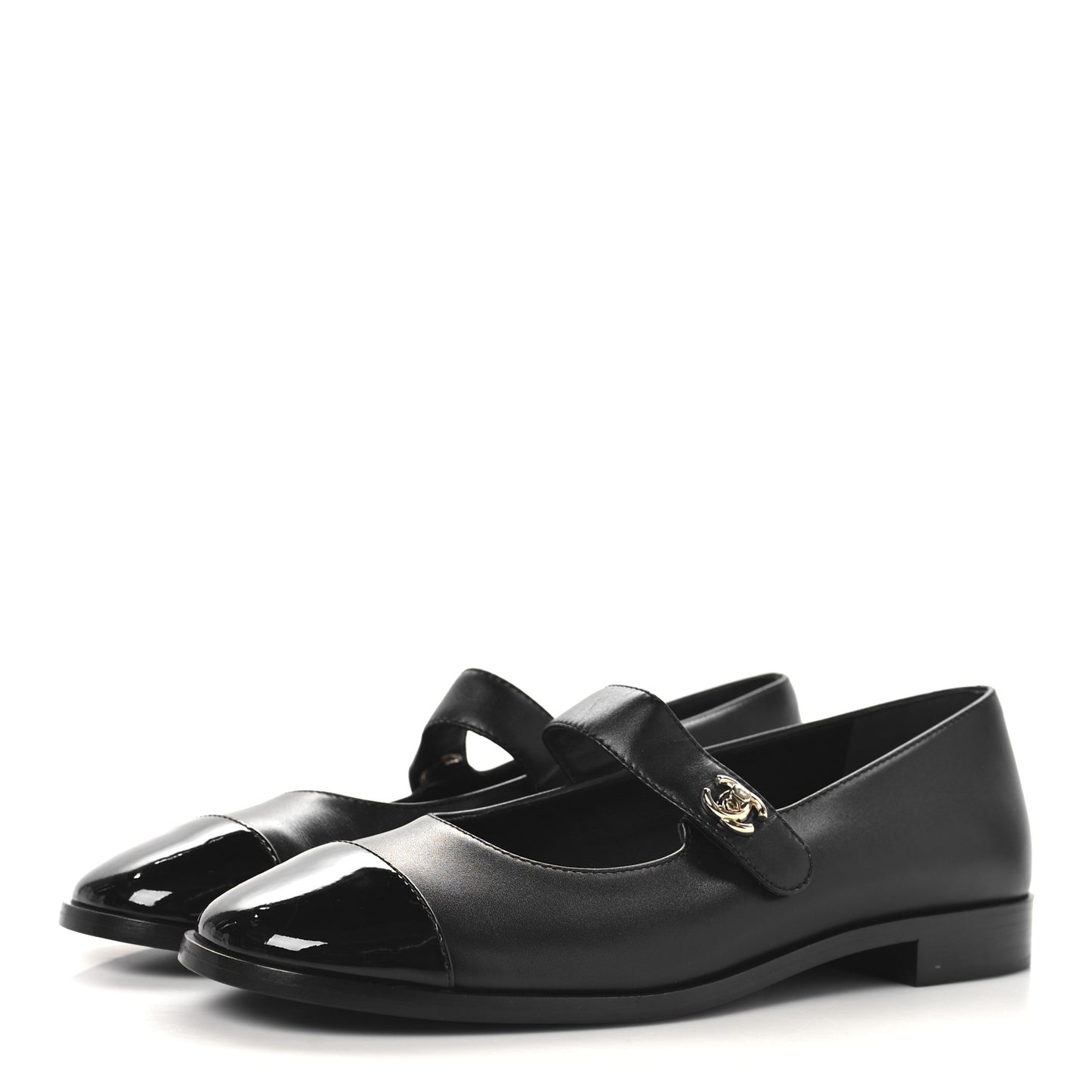 Calfskin Patent Mary Janes Flats 39 Black