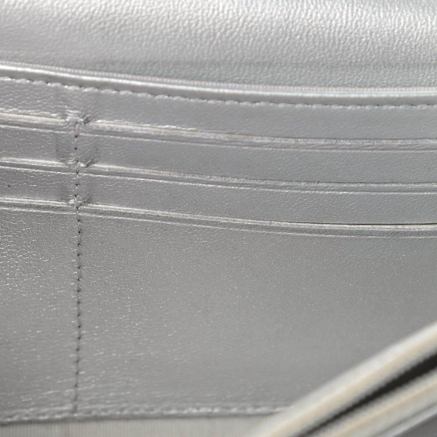 Chanel Metallic Lambskin Quilted Long Flap Wallet Silver 17 of 20