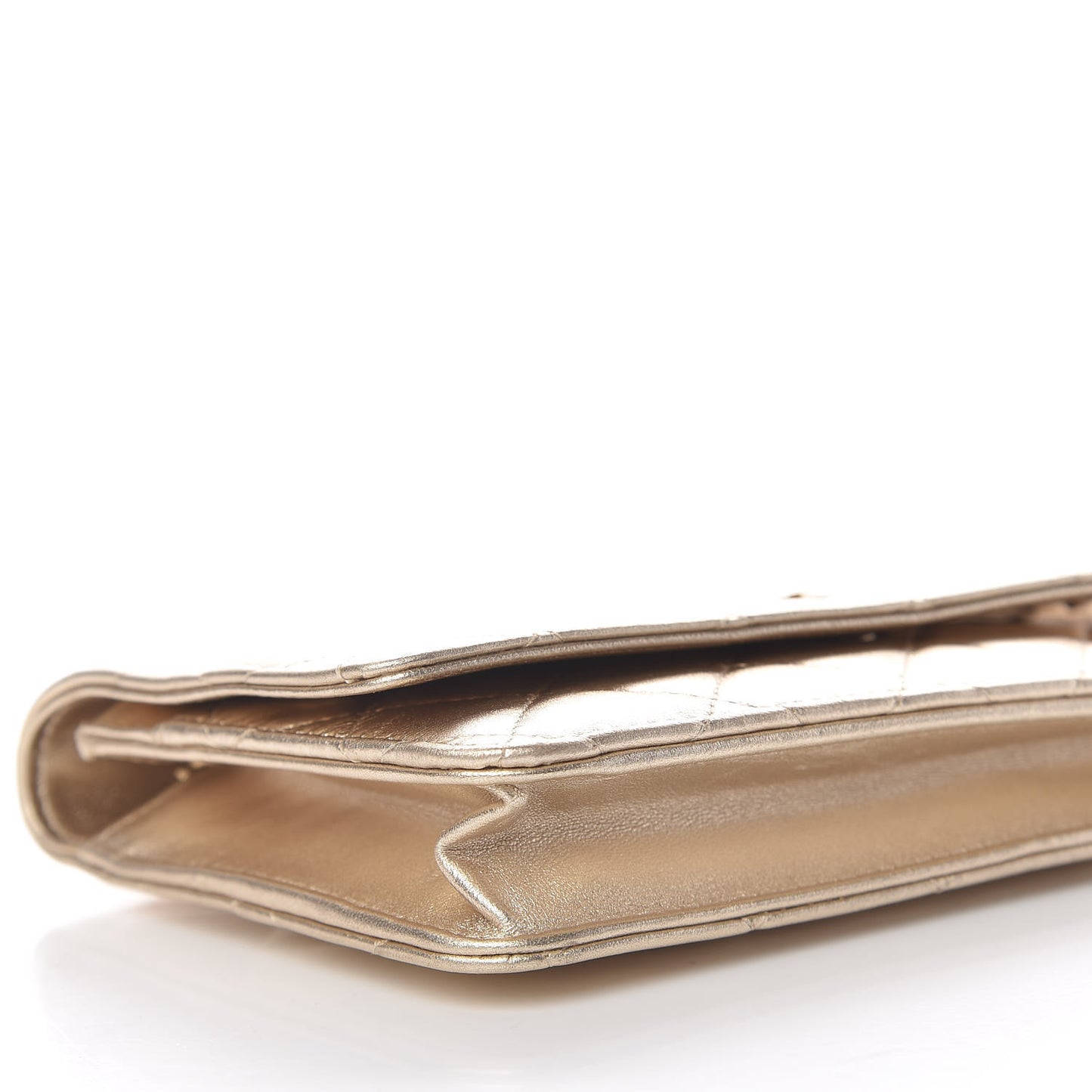 Lambskin Quilted Wallet On Chain WOC Light Gold
