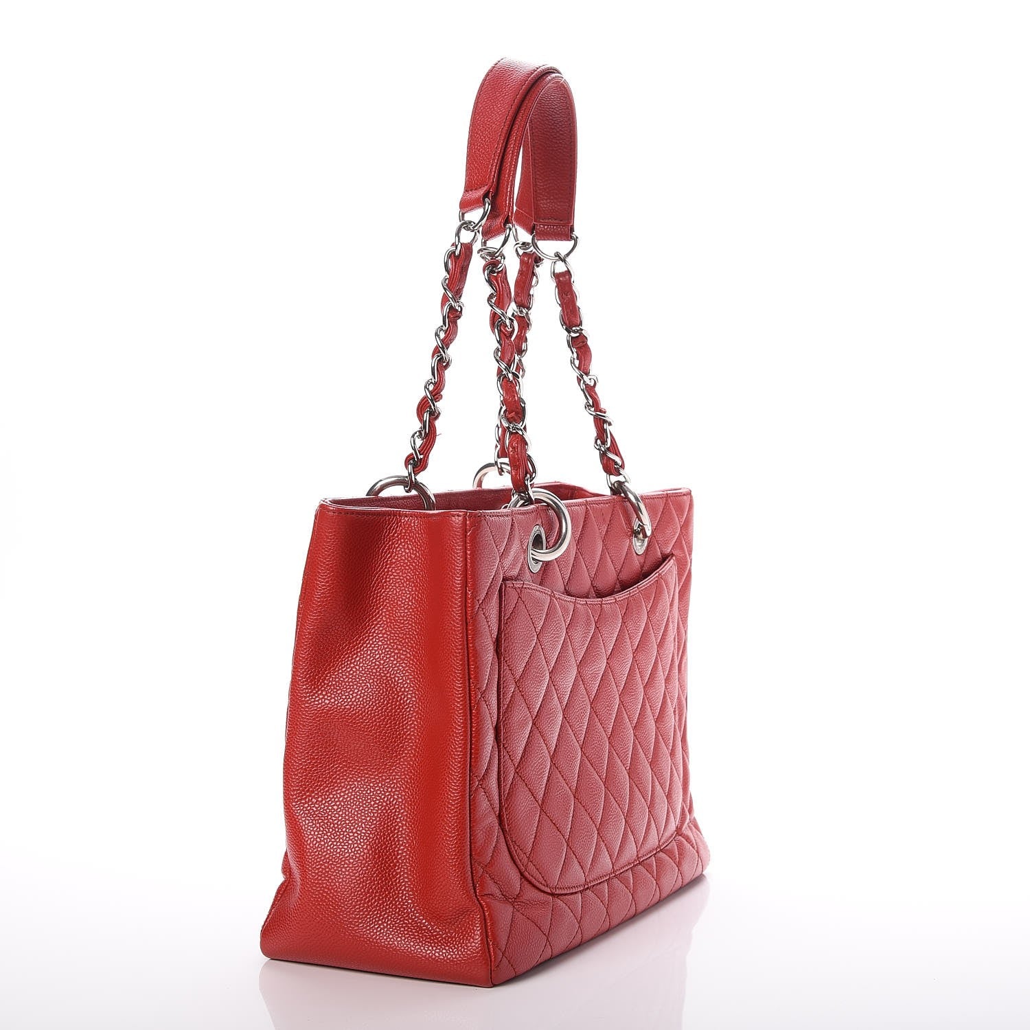 Chanel Caviar Quilted Grand Shopping Tote GST Red 3 of 7