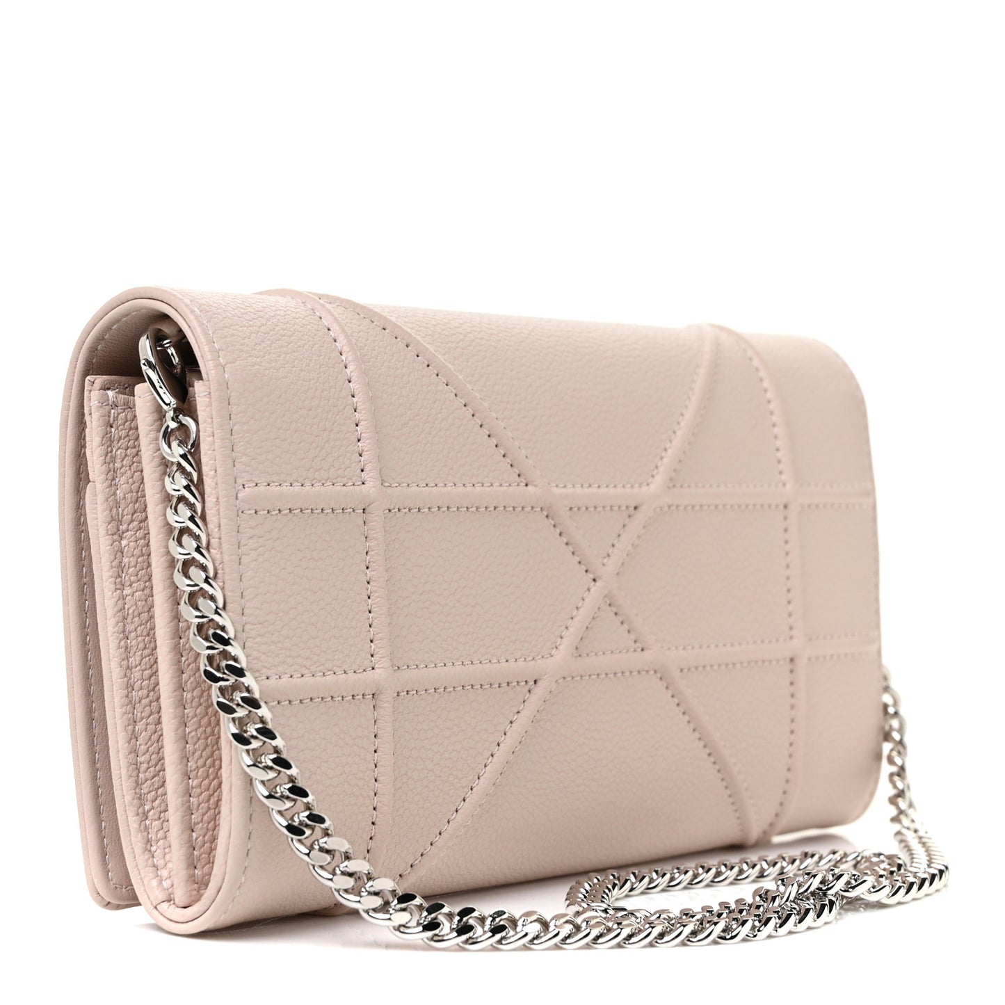Grained Calfskin Diorama Wallet on Chain Pouch Rose Poudre