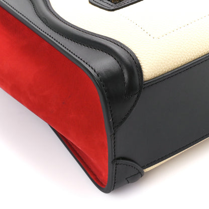 Celine Drummed Calfskin Nubuck Nano Tri-Color Luggage Ruby 9 of 10