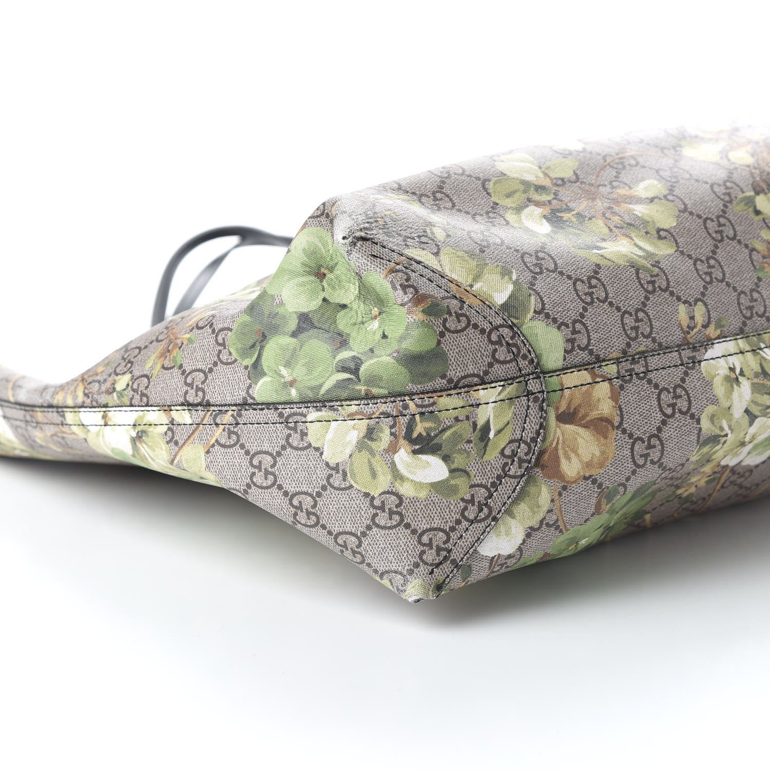 Gucci GG Supreme Monogram Blooms Medium Reversible Tote Beige New Military Black 6 of 17