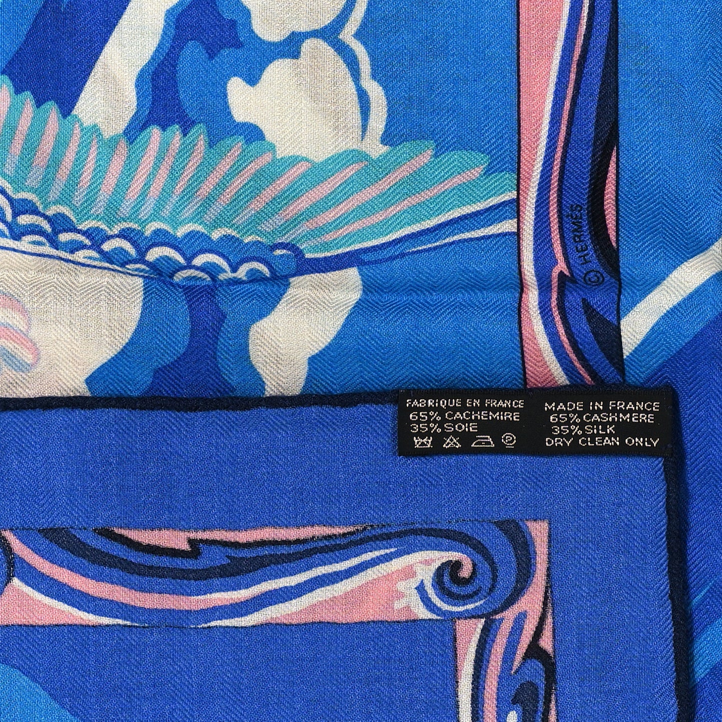 Cashmere Silk De La Mer Au Ciel Shawl 140 Marine Rose Turquoise