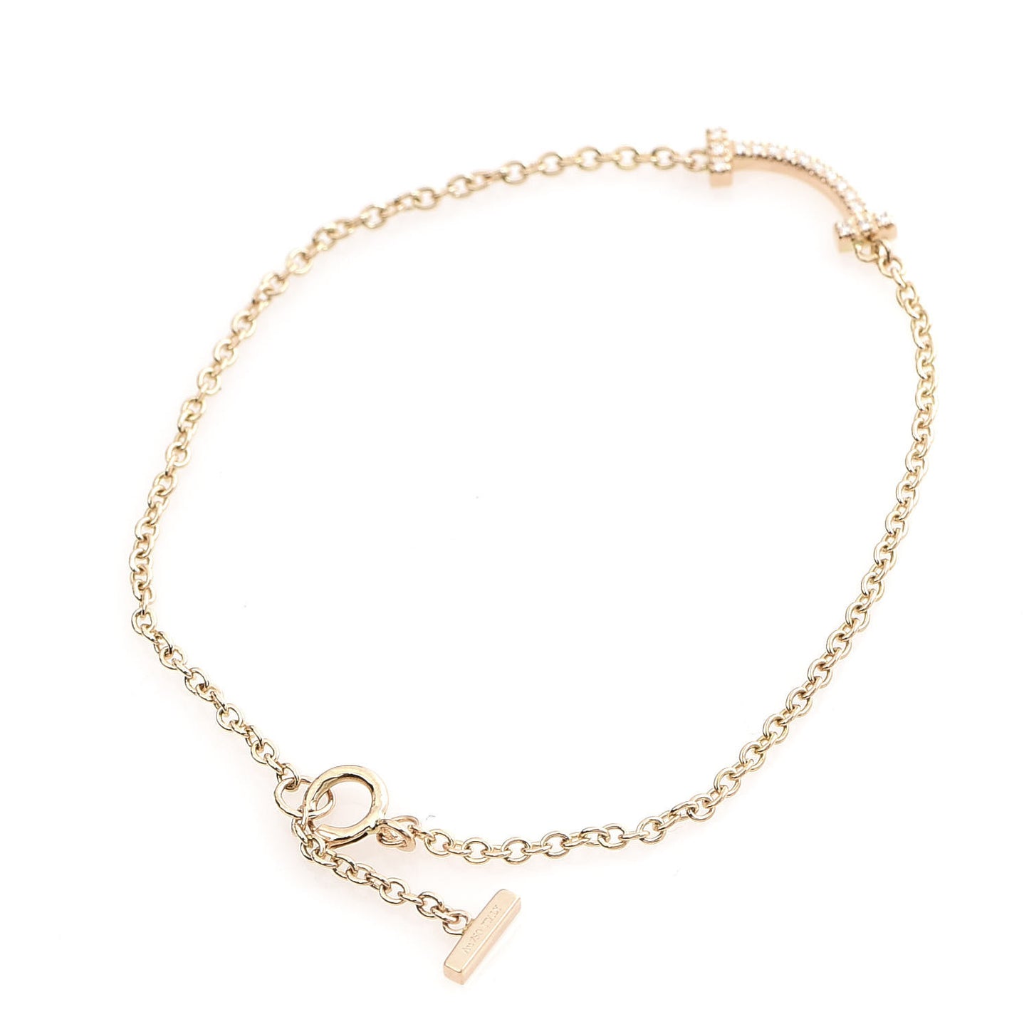 18K Rose Gold Diamond Mini T Smile Bracelet