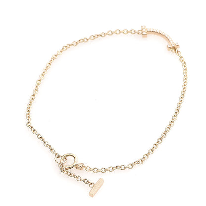 Tiffany 18K Rose Gold Diamond Mini T Smile Bracelet 3 of 5