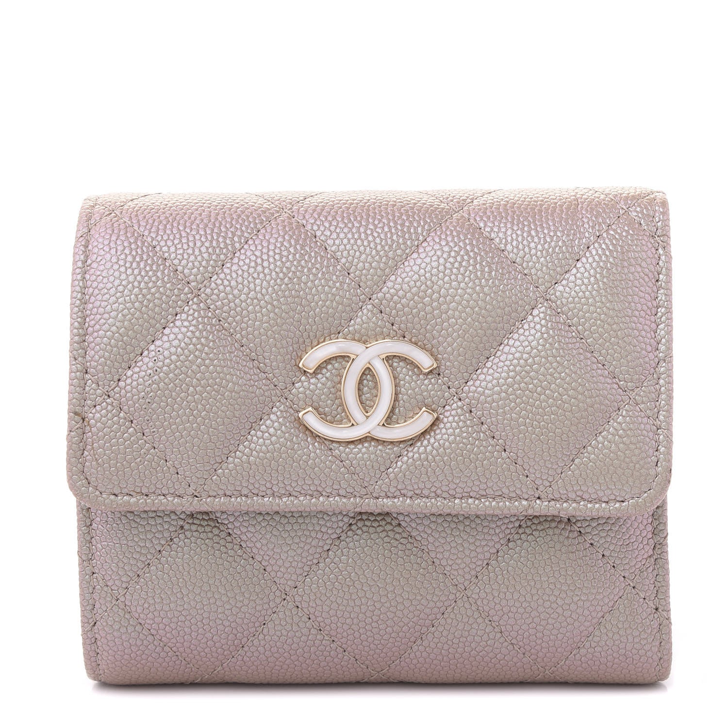 Chanel Iridescent Caviar Quilted Small Flap Wallet Beige 1 of 10