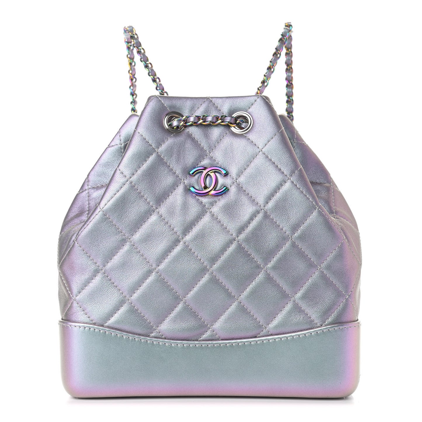 Iridescent Lambskin Calfskin Small Quilted Gabrielle Backpack Light Purple