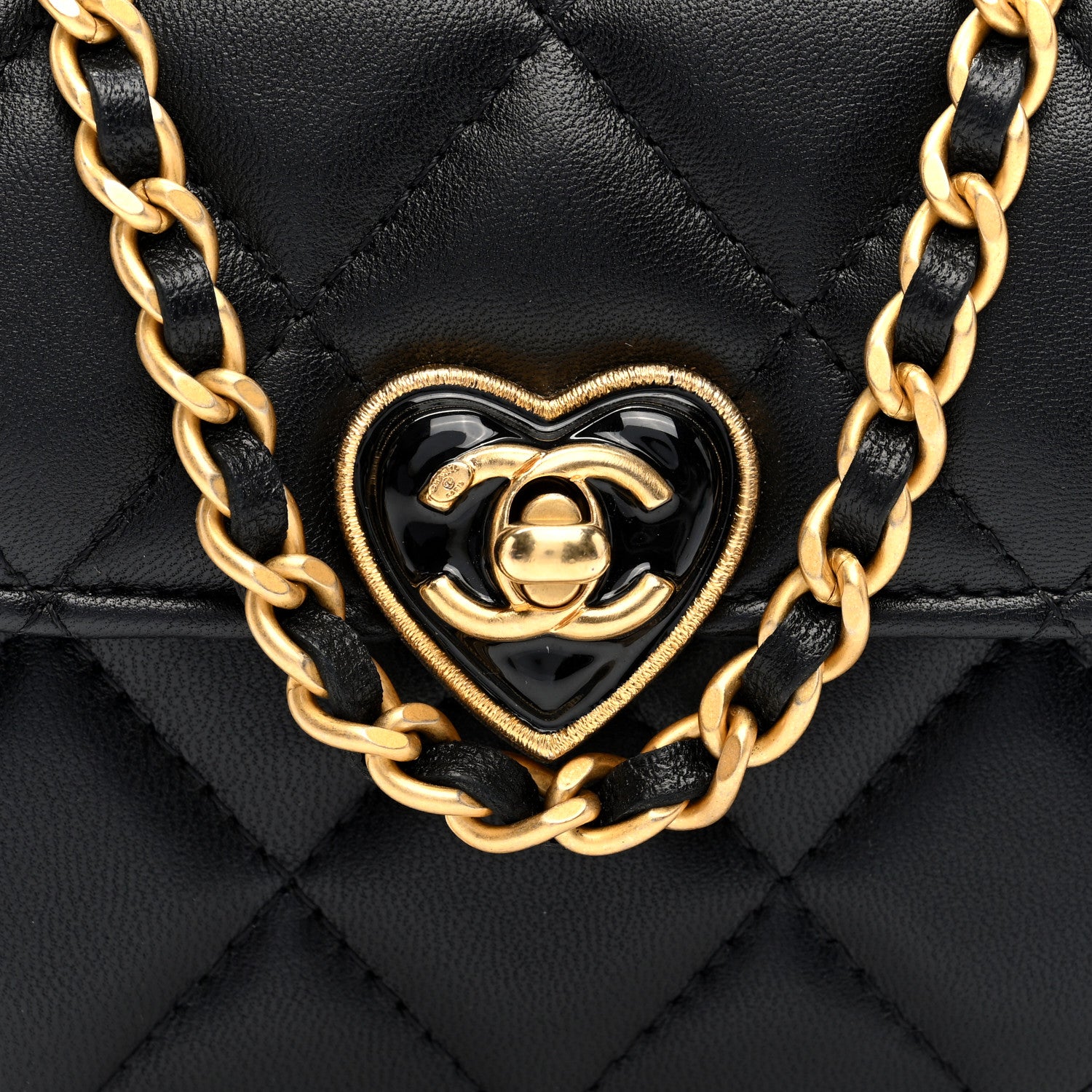Chanel Lambskin Plexiglass Quilted Coco Love Clutch With Chain Black 8 of 10