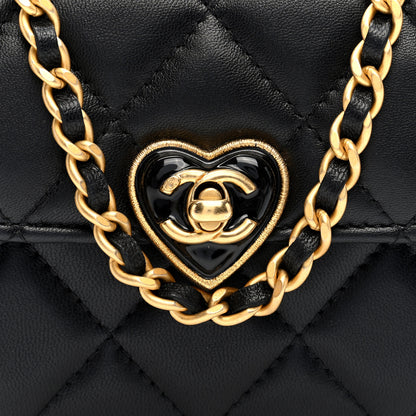 Chanel Lambskin Plexiglass Quilted Coco Love Clutch With Chain Black 8 of 10