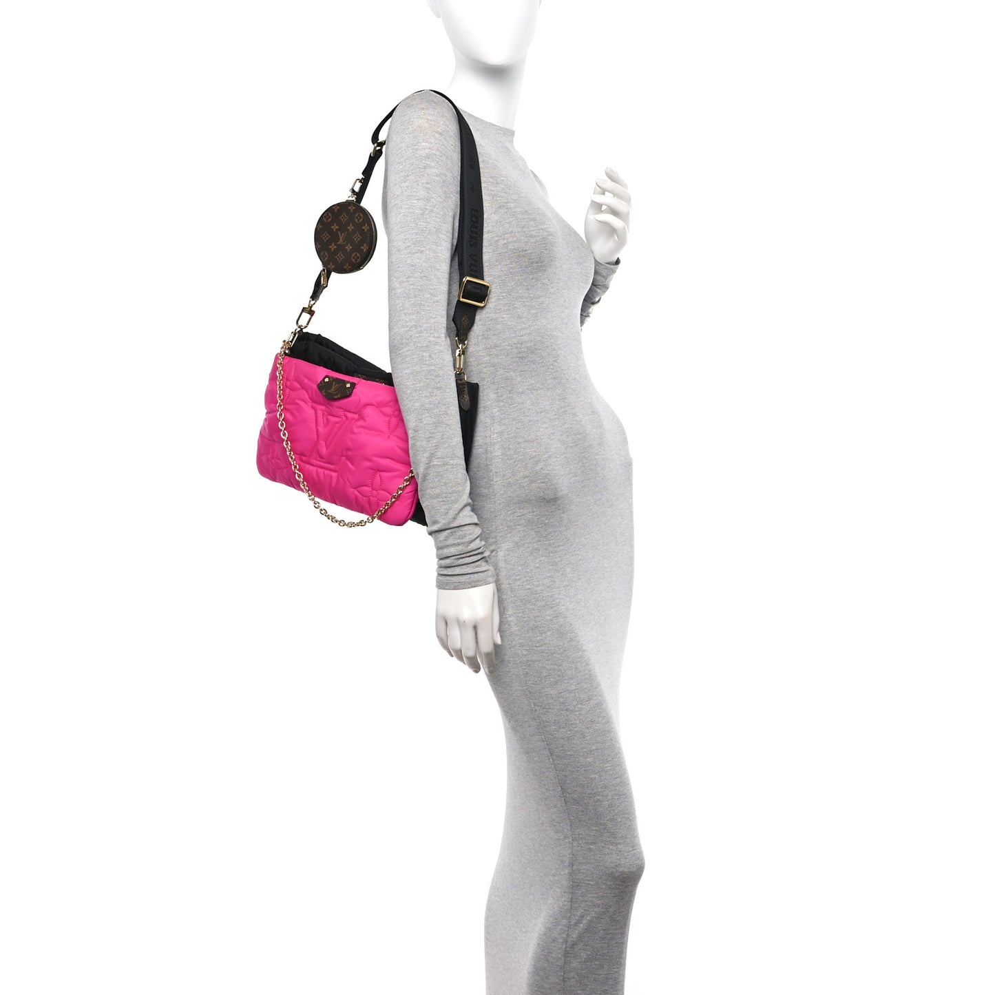 Econyl Monogram Pillow Maxi Multi Pochette Accessories Black Fuchsia