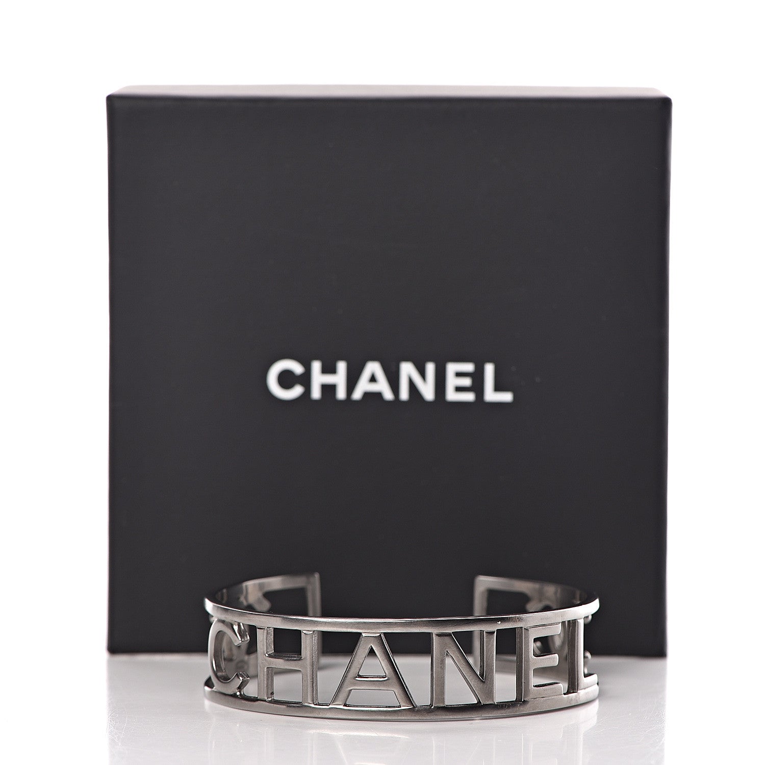 Chanel Metal Logo Cuff Silver 5 of 5