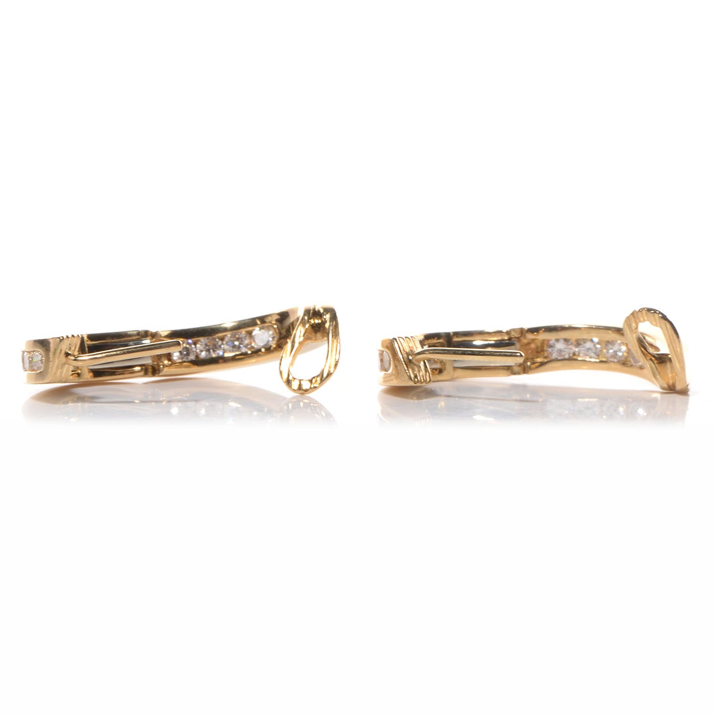 18k Yellow Gold Diamond Small Hoop Earrings