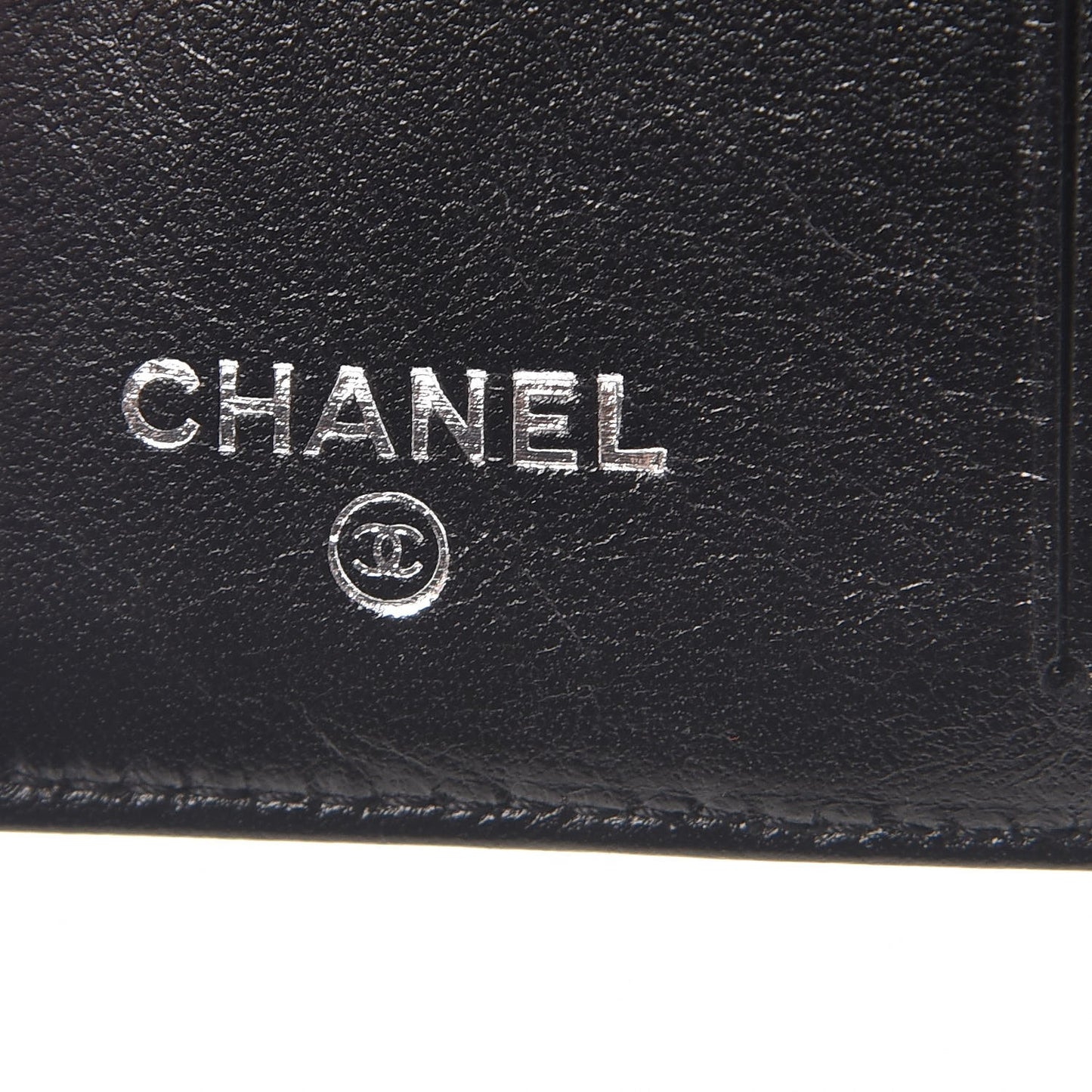 Patent Calfskin Lucky Symbols Compact French Flap Wallet Black