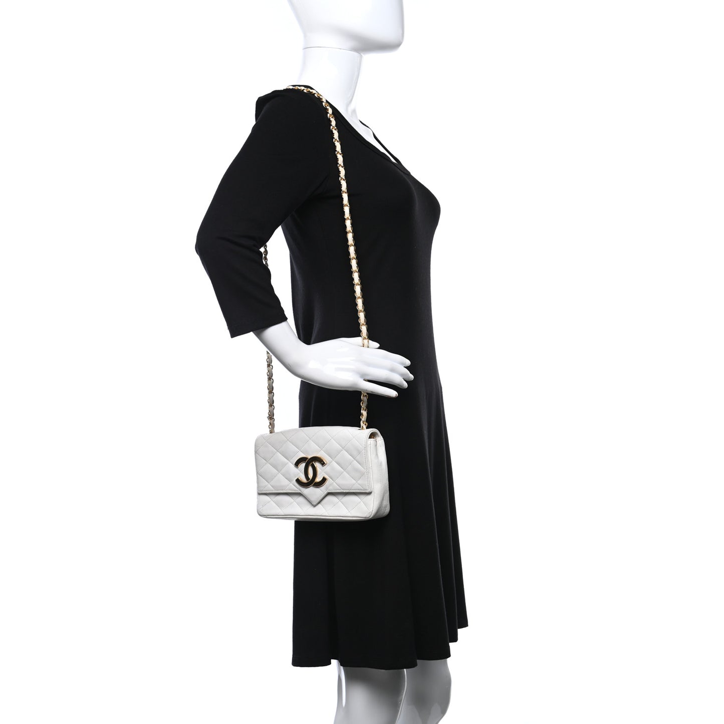 Lambskin Quilted Single Flap White
