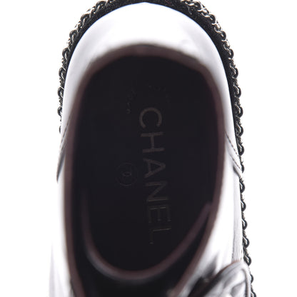 Chanel Crackled Calfskin Velvet Pearl Combat Short Boots 37.5 Black 8 of 8