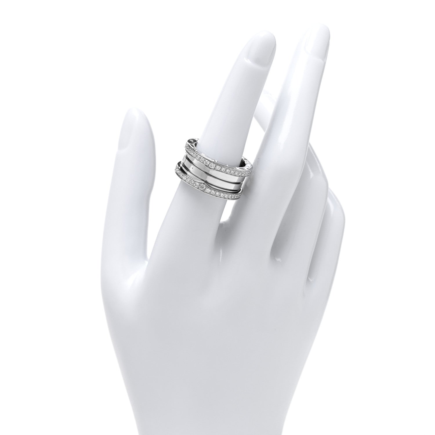Bulgari 18K White Gold Diamond B.Zero1 Four-Band Pave Ring 56 7.5 2 of 5