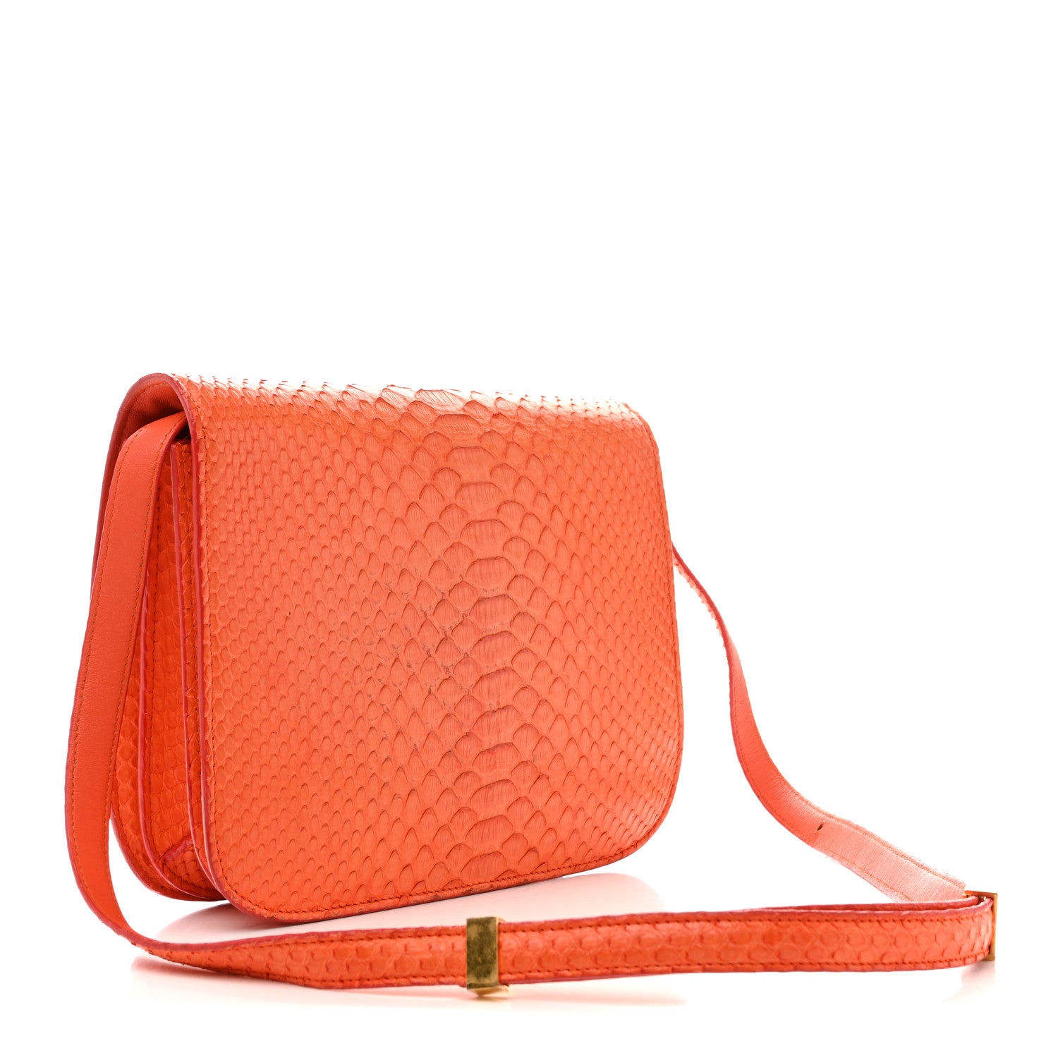Celine Snakeskin Medium Classic Box Flap Orange 3 of 17