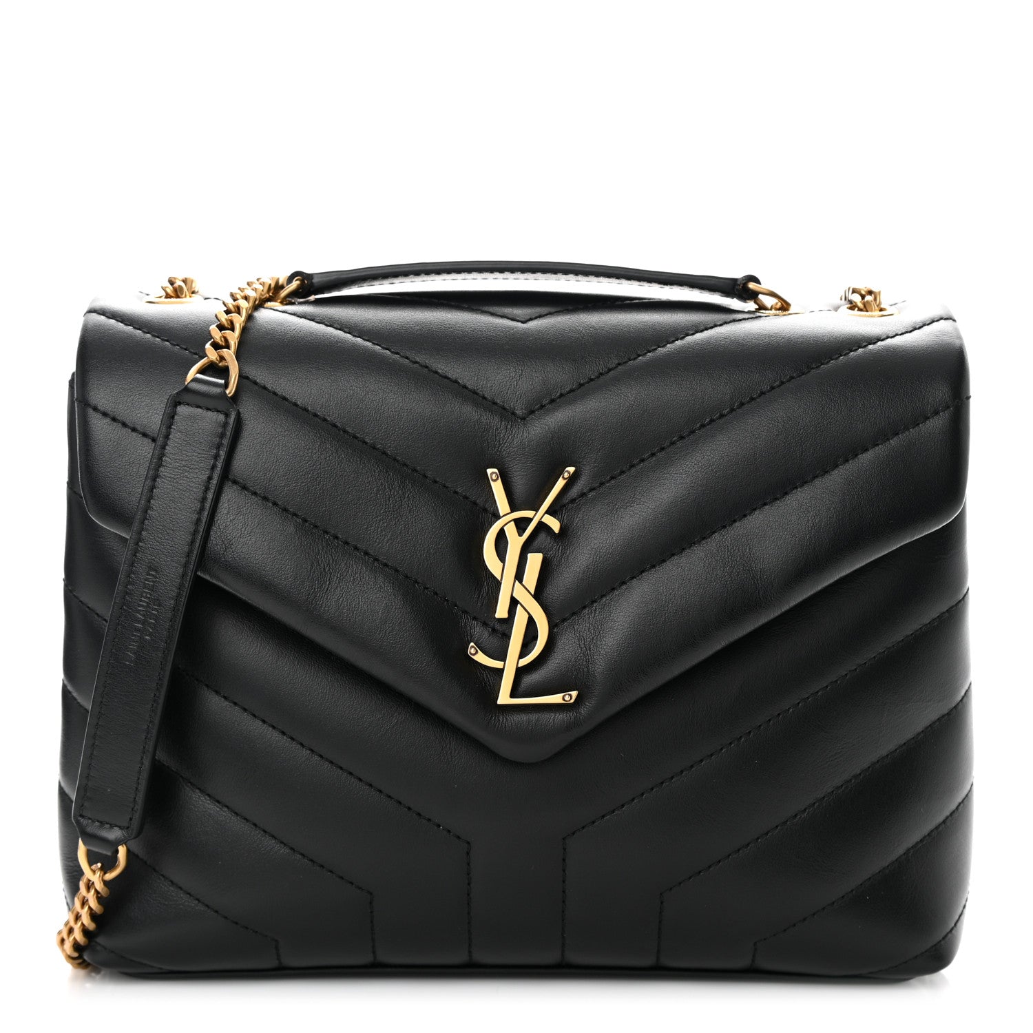 Saint Laurent Calfskin Y Quilted Monogram Small Loulou Chain Satchel Black 1 of 13